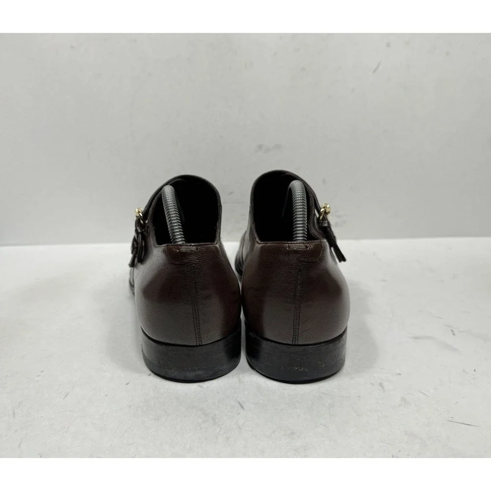 Gucci Brown Leather Double Monk Strap Buckle Dress Shoes Men's Size 9 US / 8 UK